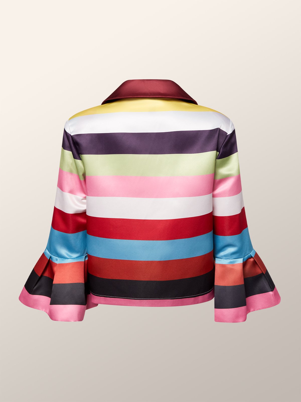 Elegant Shirt Collar Regular Fit Striped Jacket