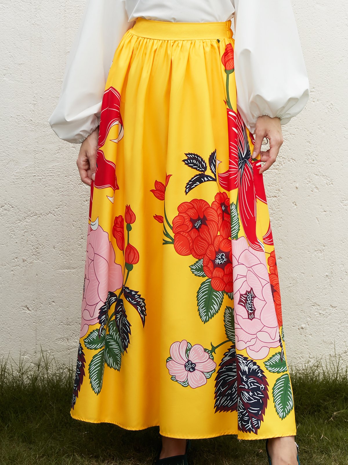 2023 Fashion week floral Vacation A-line Long Skirt