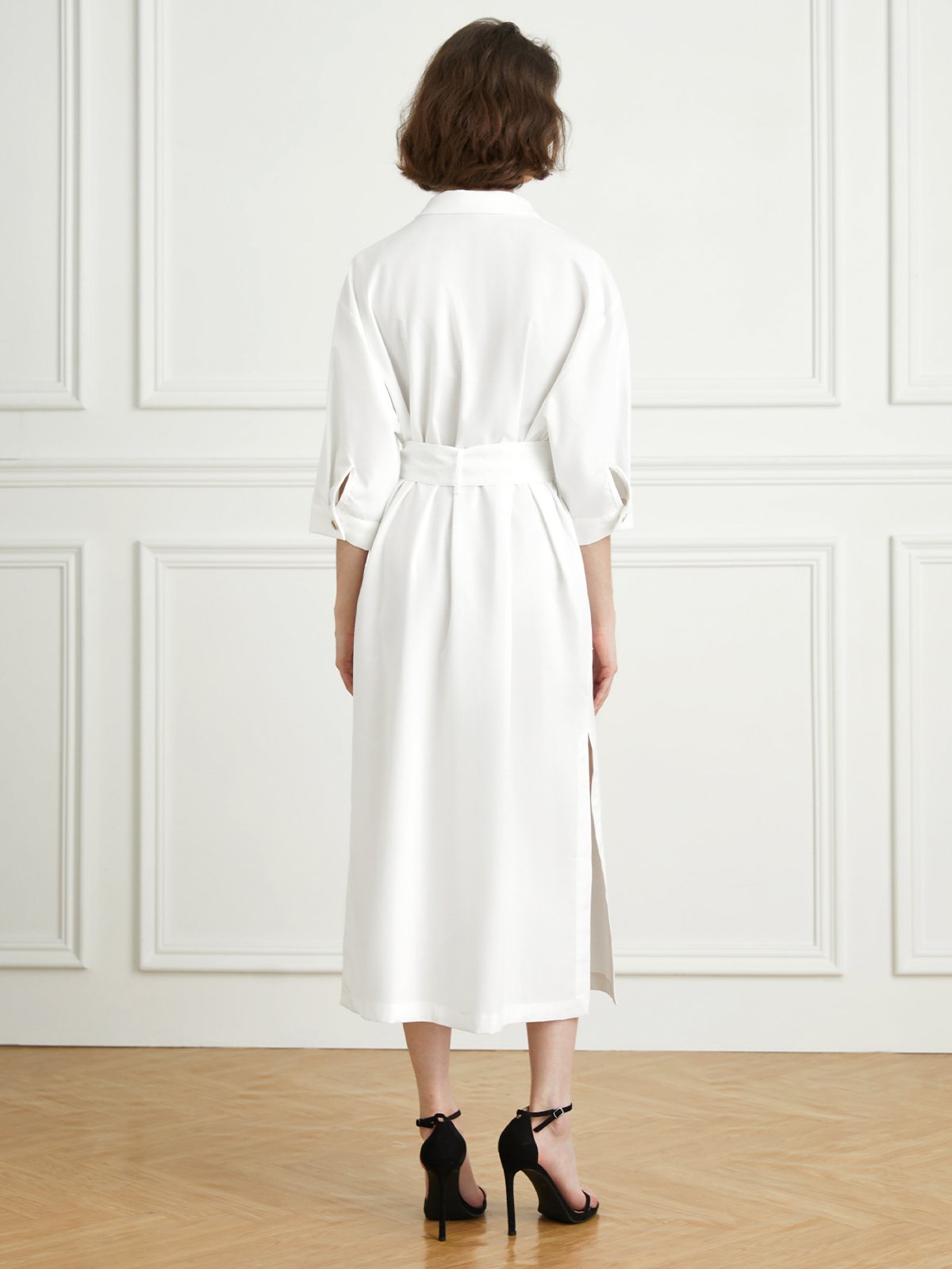 Casual Cotton And Linen Regular Fit Dress With Belt
