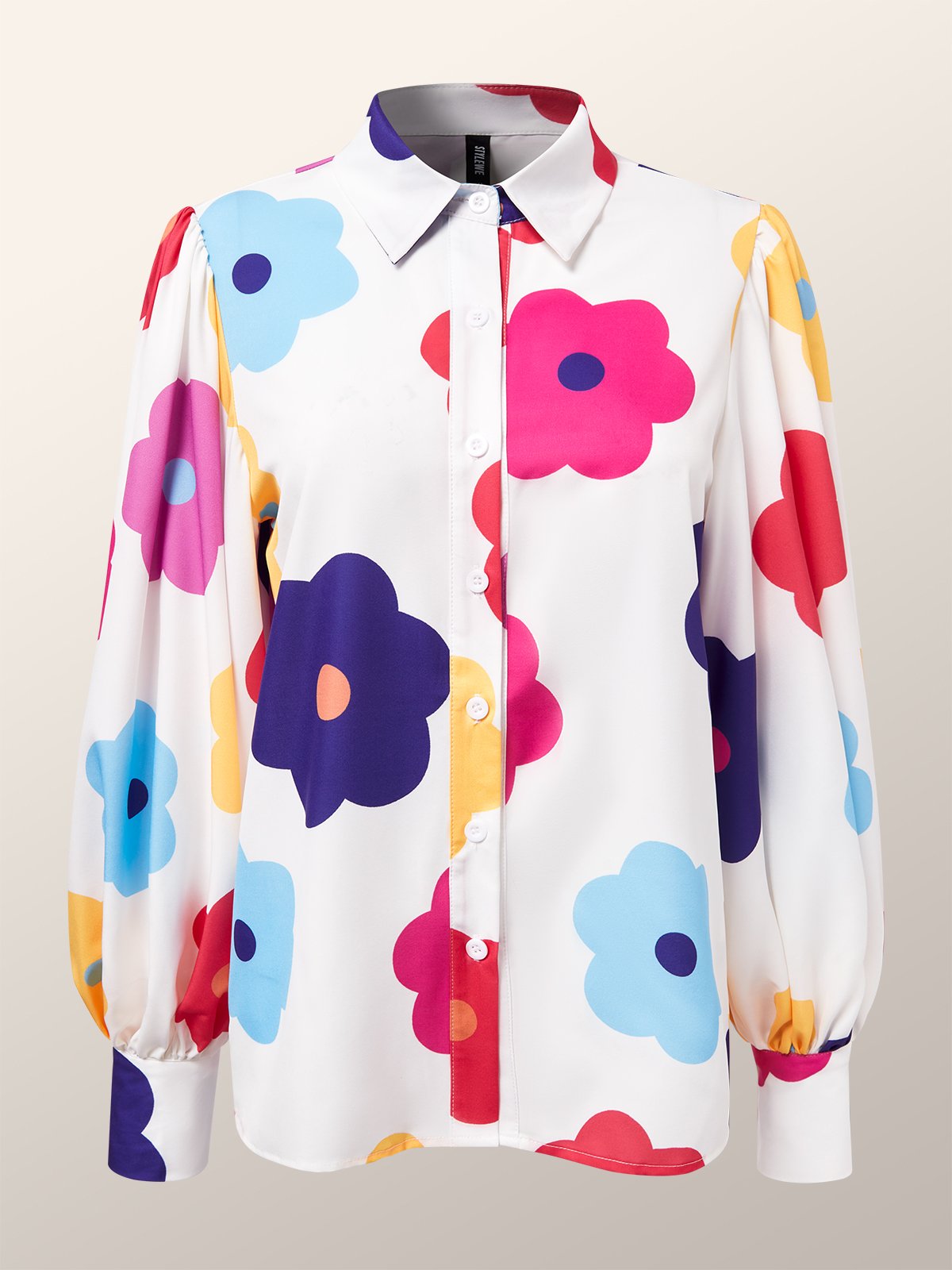 Vacation Shirt Collar Loose Floral Blouse