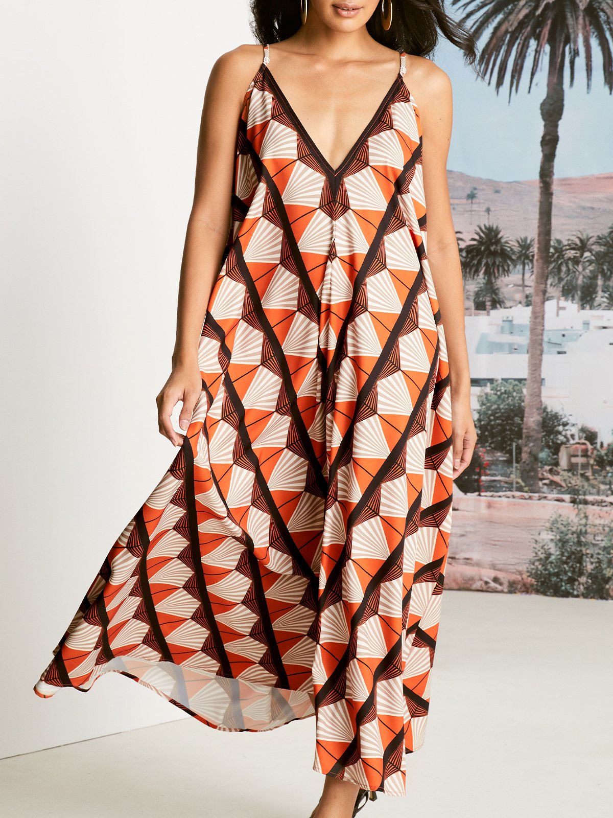 Vacation Loose Sleeveless Spaghetti Long Dress