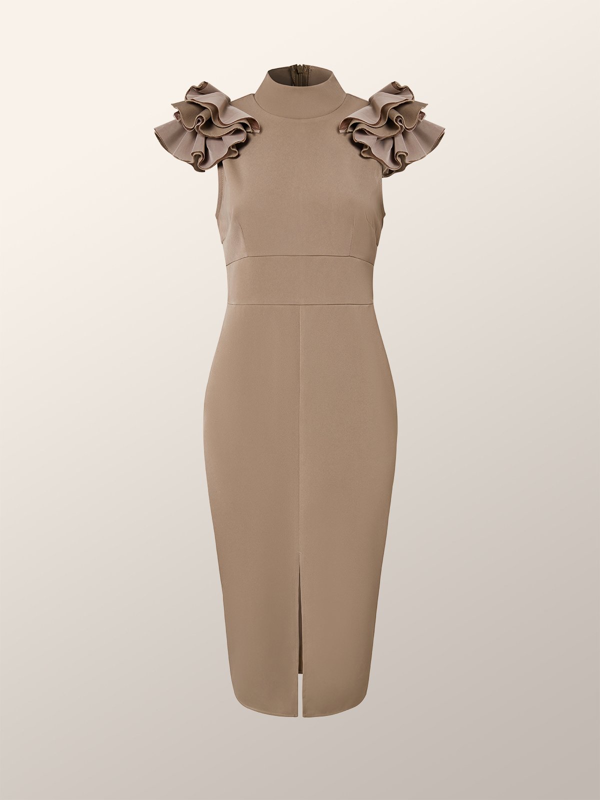 Tight Stand Collar Elegant Sleeveless Midi Dress