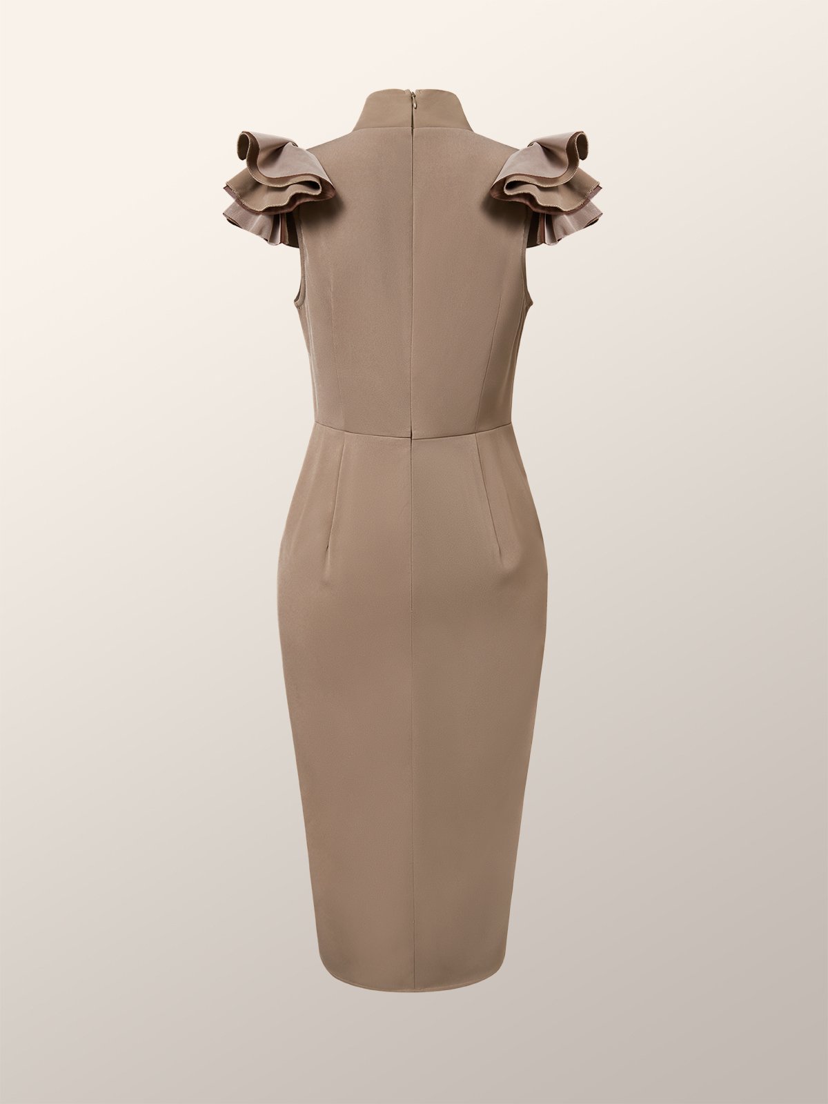 Tight Stand Collar Elegant Sleeveless Midi Dress
