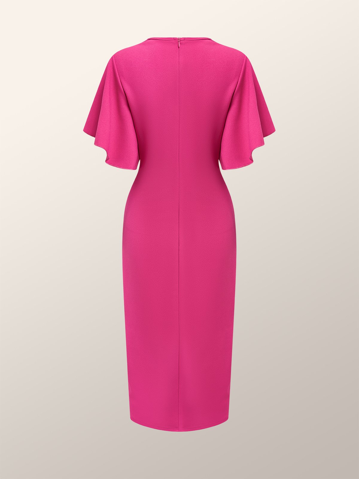 Elegant Tight Plain Crew Neck Midi Dress With No Belt
