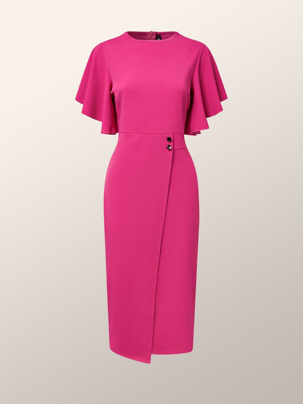 Elegant Tight Plain Crew Neck Midi Dress With No Belt