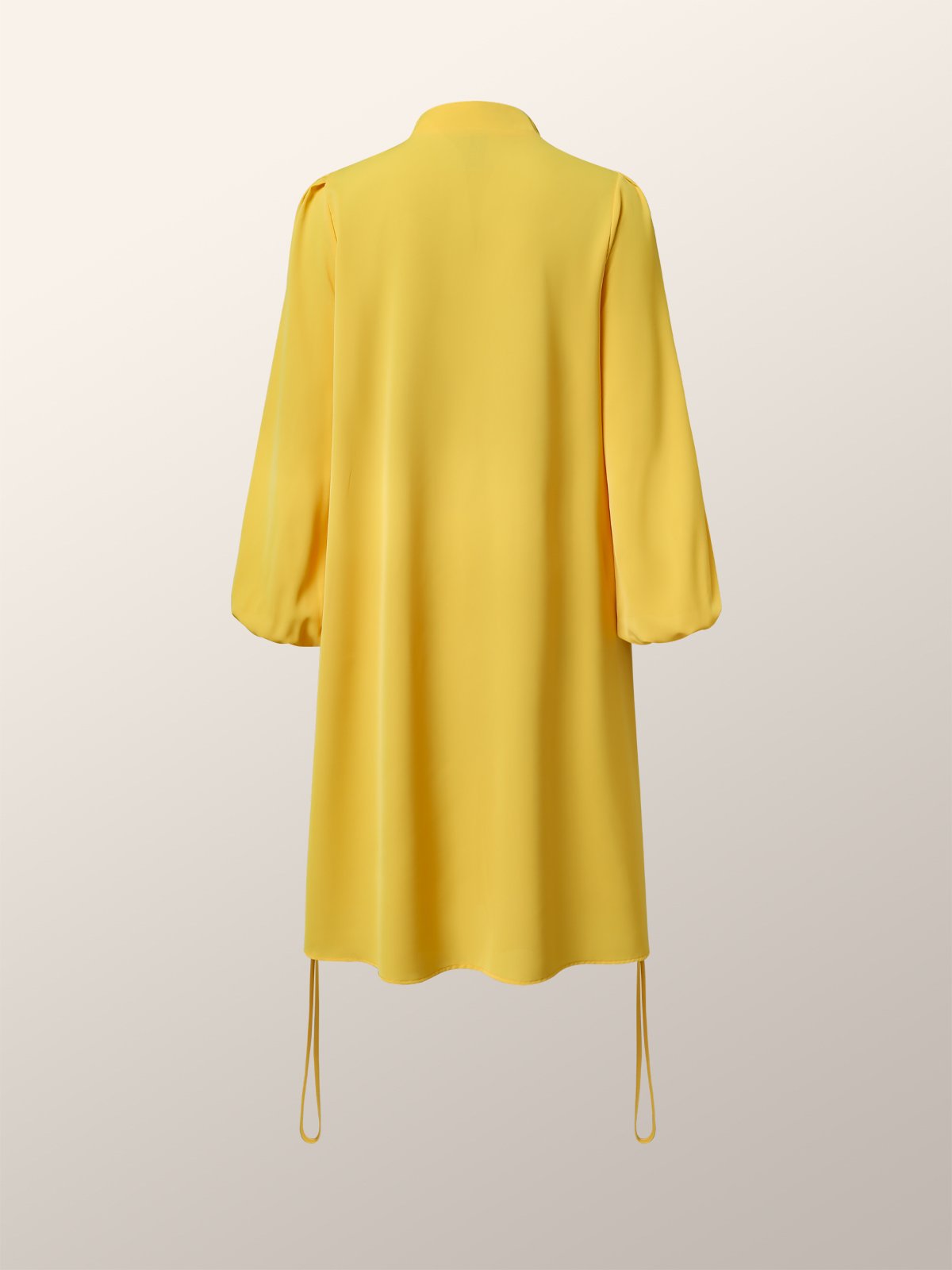 Long sleeve Loose Plain Stand Collar Lantern Sleeve Dress