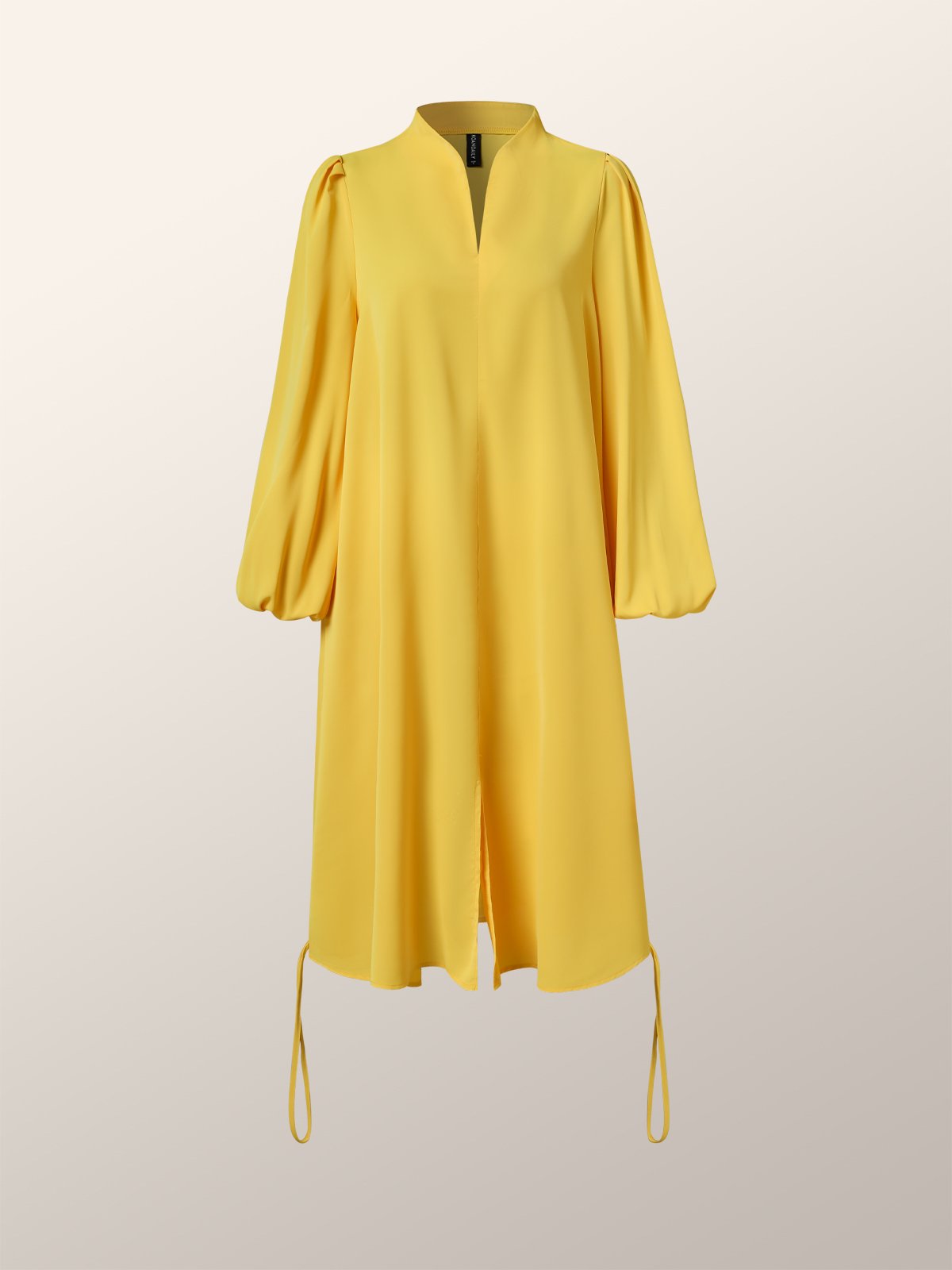 Long sleeve Loose Plain Stand Collar Lantern Sleeve Dress