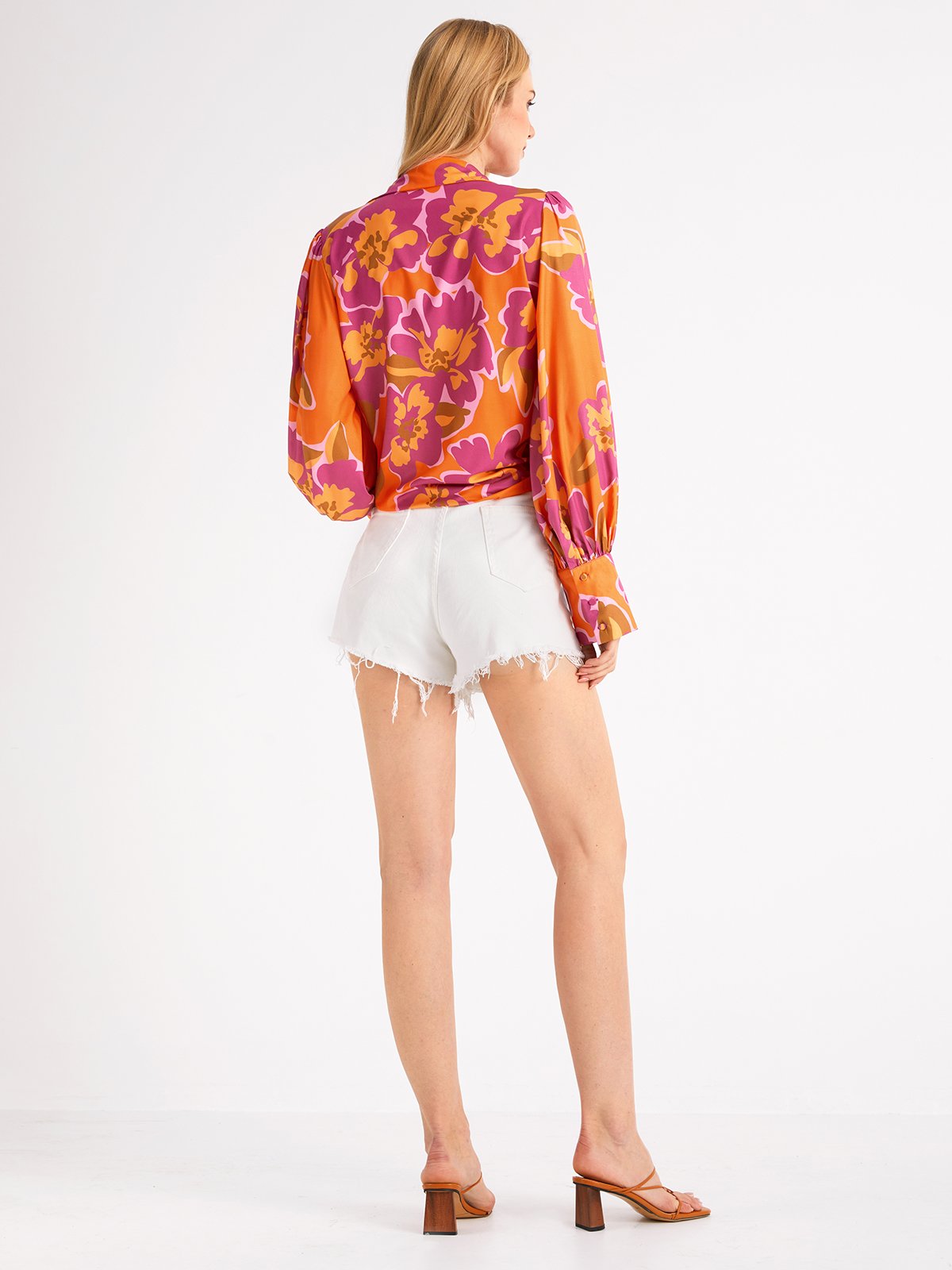 Chiffon Floral Vacation Long Sleeve Blouse