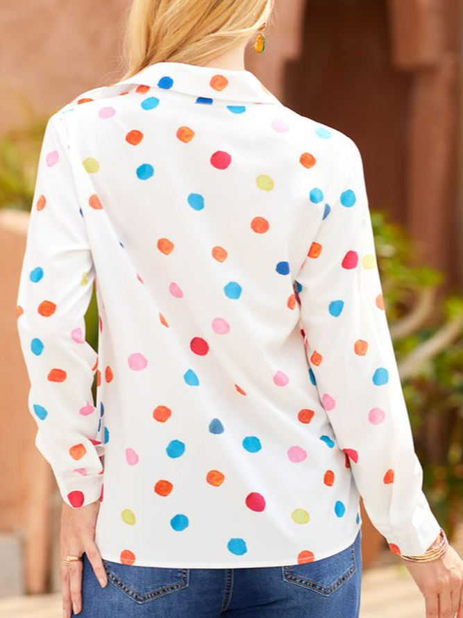 Casual Long Sleeve Polka Dots Boho Blouse