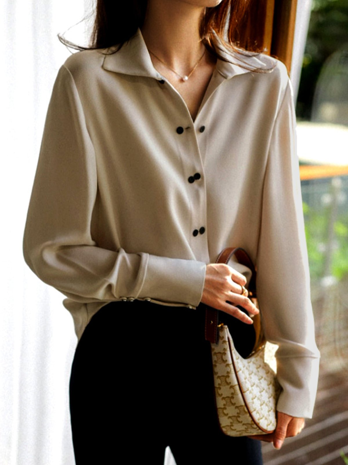 Long sleeve Shirt Collar Loose Urban Blouse