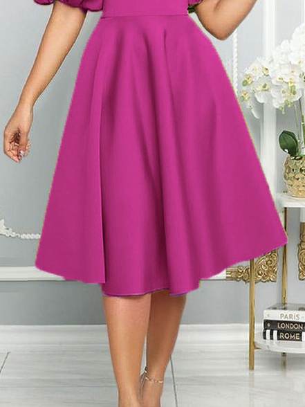 Plain Crew Neck Elegant Regular Fit Dress