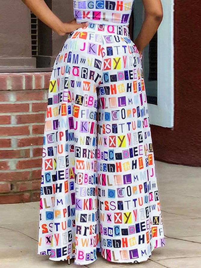 Daily Text Letters Urban Regular Fit Fashion Pants