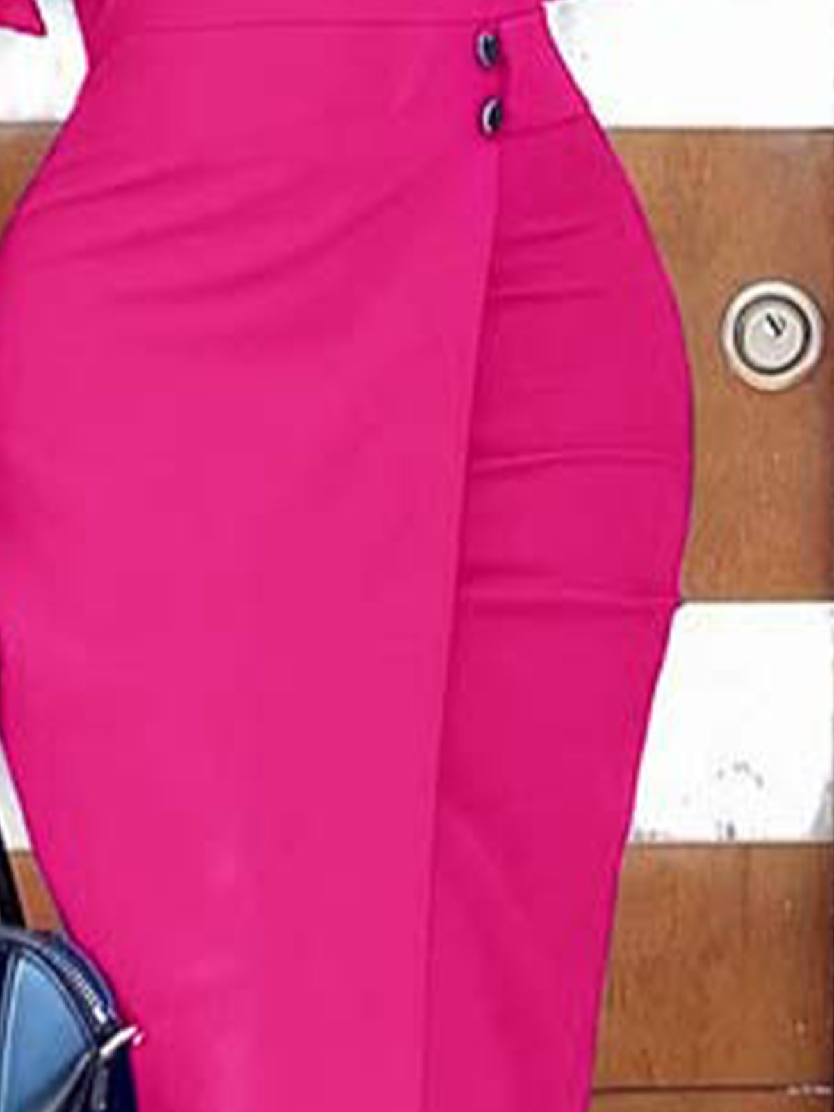 Elegant Tight Plain Crew Neck Midi Dress With No Belt