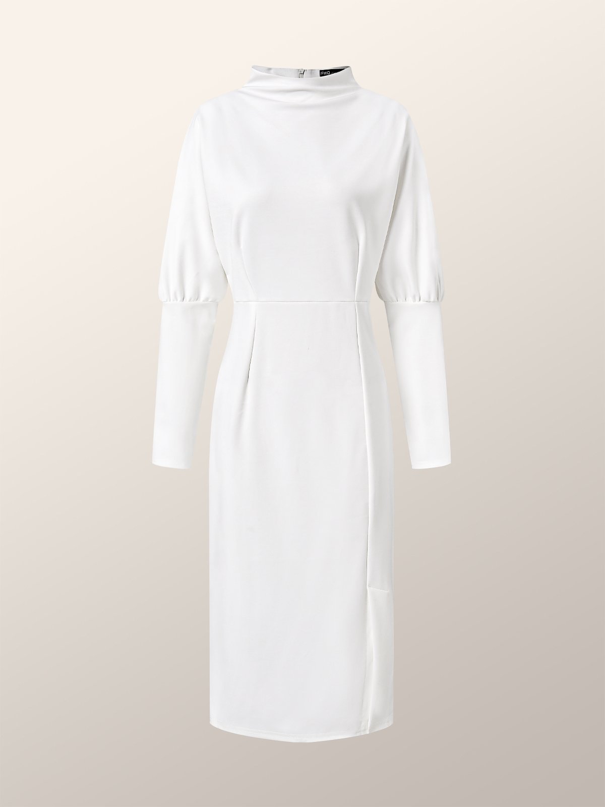 Elegant Plain Long Sleeve Midi Dress