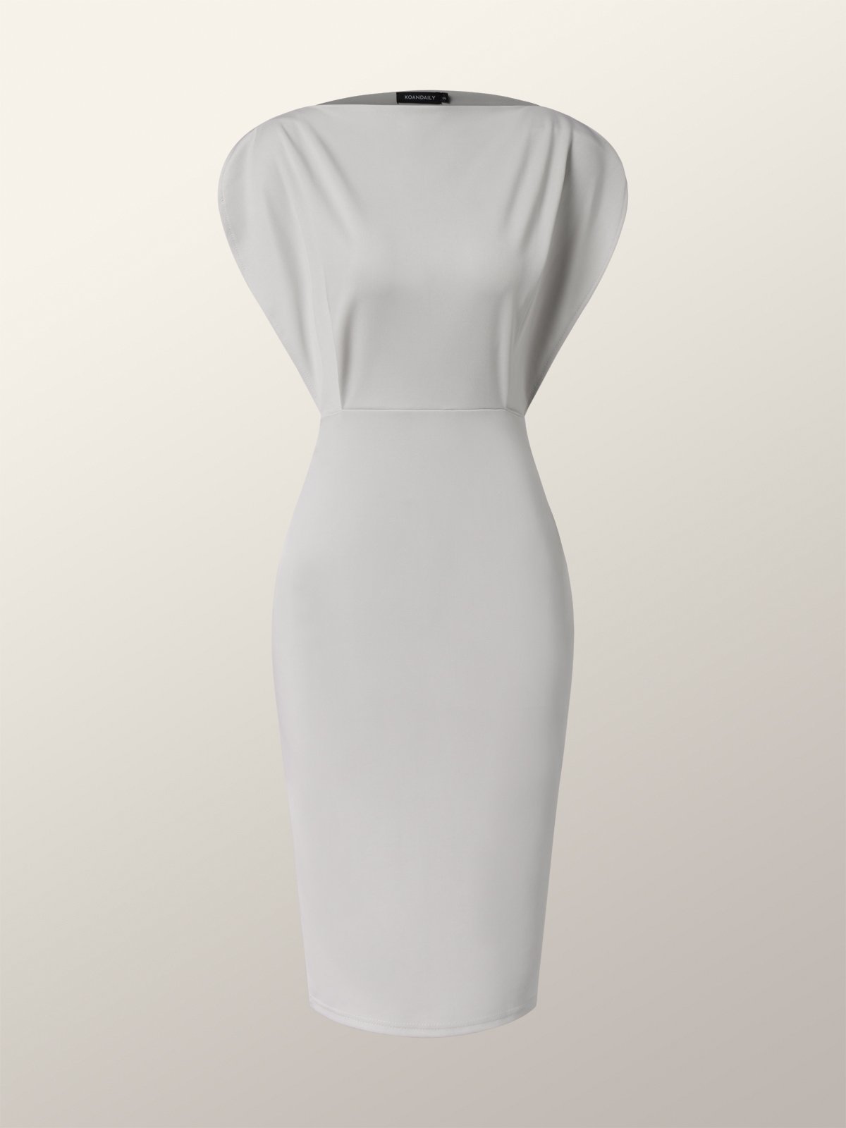 Regular Fit Boat Neck Solid Short Sleeve Knit Dress