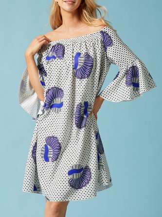 Cold Shoulder Loose Floral Elegant Mini Dress