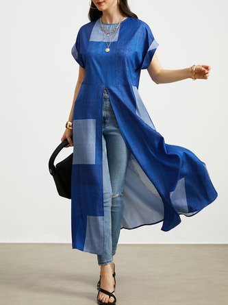 Crew Neck Geometric Casual Regular Fit Shirt