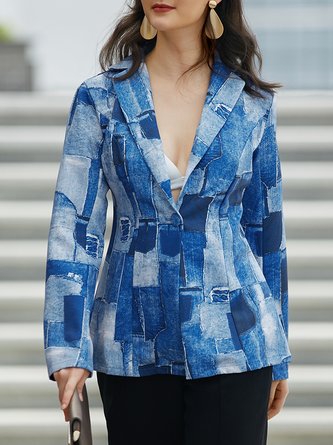 Urban Lapel Collar Geometric Regular Fit Blazer
