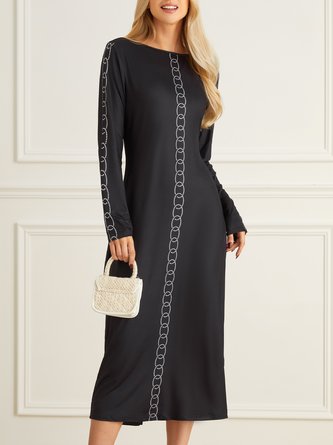 Elegant Polka Dots Tight Long Sleeve Maxi Dress
