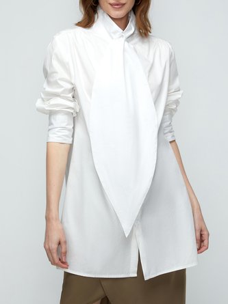 Plain Casual Long Sleeve  Shift Top