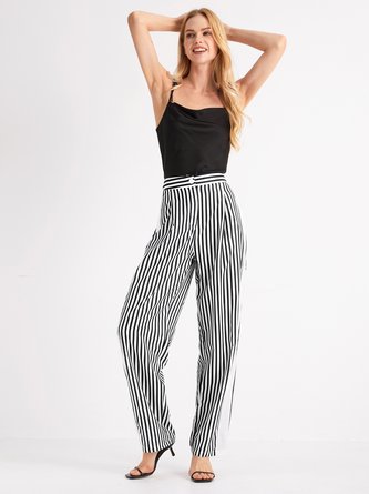 Simple Regular Fit Striped Pants