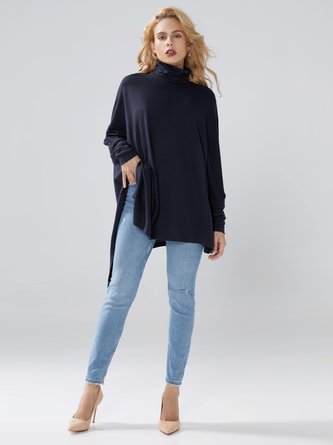 Loose High Elasticity Turtleneck Long sleeve A-Line Top