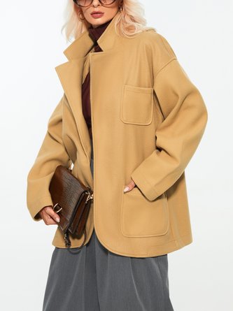 Simple Lapel Regular Fit Solid Overcoat