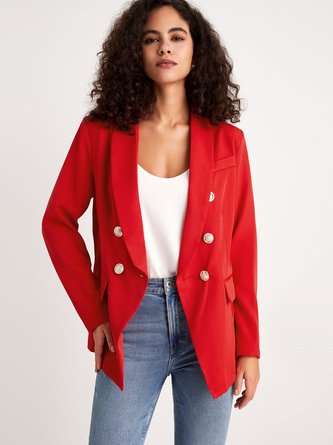 Simple Long Sleeve Lapel Collar Blazer