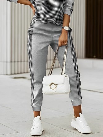 Casual Plain Loose Casual Mid Waist Pants