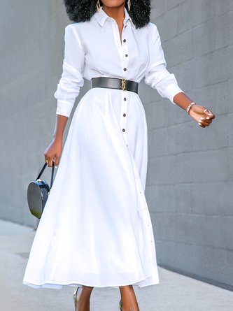 Urban Shirt Collar Loose Dress With No Belt