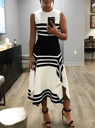 Color Block Elegant Regular Fit Dress