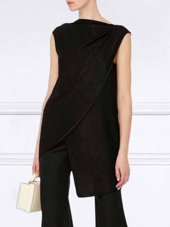 Urban Loose  Plain Asymmetrical Top