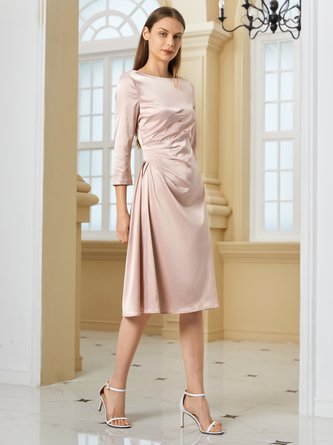 Elegant Satin Boat Neck Evening Dress