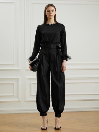 Regular Fit Plain Long Work Pants