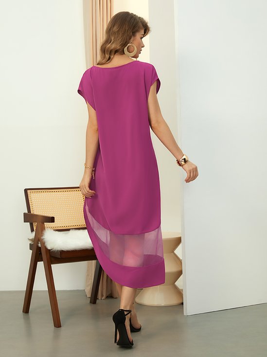 Short sleeve Regular Fit Elegant Plain Dress