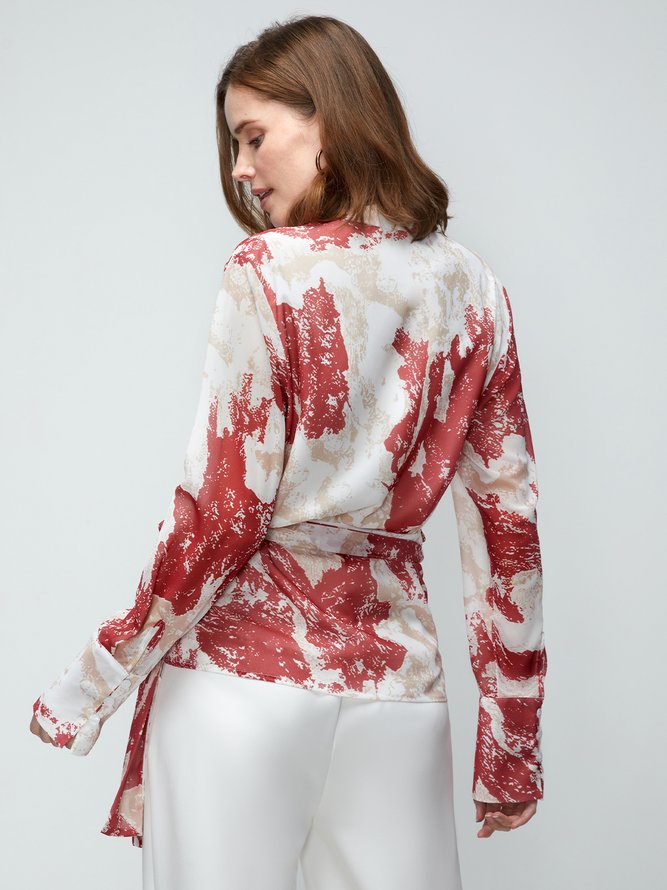 Long Sleeve Regular Fit V Neck Blouse