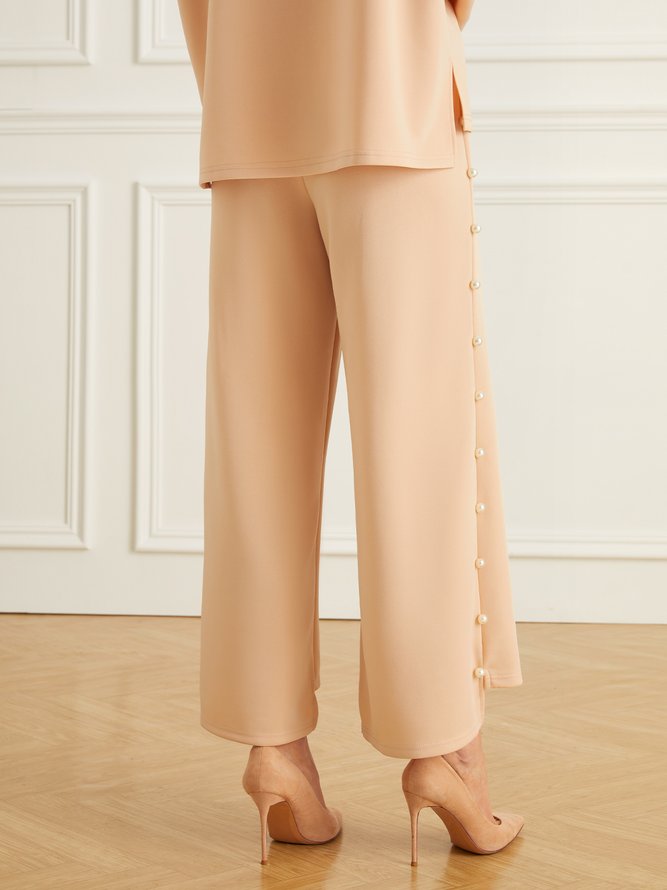 Casual Plain Casual Mid Waist Ankle Pants