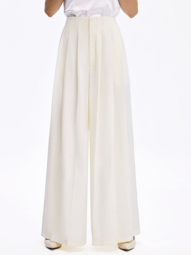 White Daily Long Elegant Plain Pants