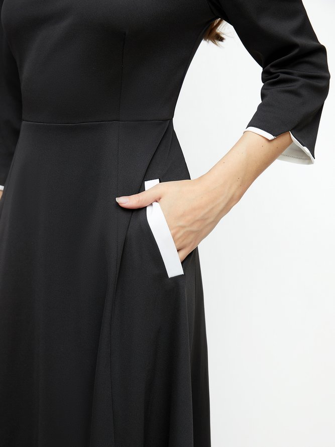 Plain Regular Fit Elegant Midi Dress