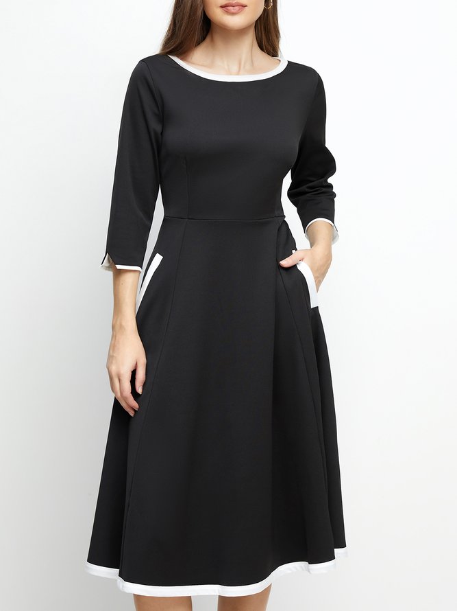 Plain Regular Fit Elegant Midi Dress
