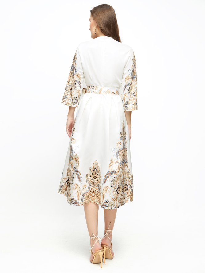 Satin Elegant Party Dress With Belt