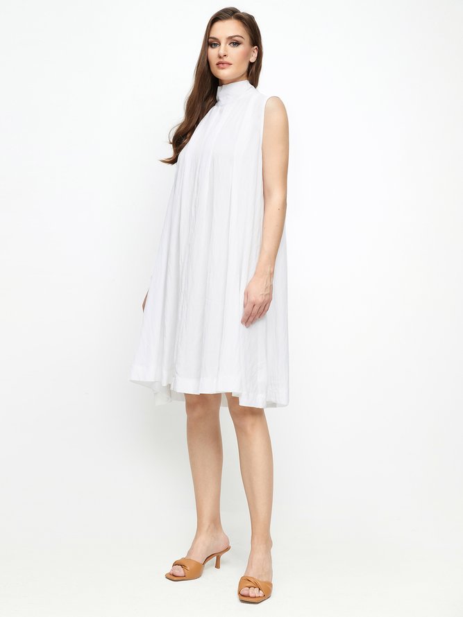 Regular Fit Solid Vacation Sleeveless Woven Dress