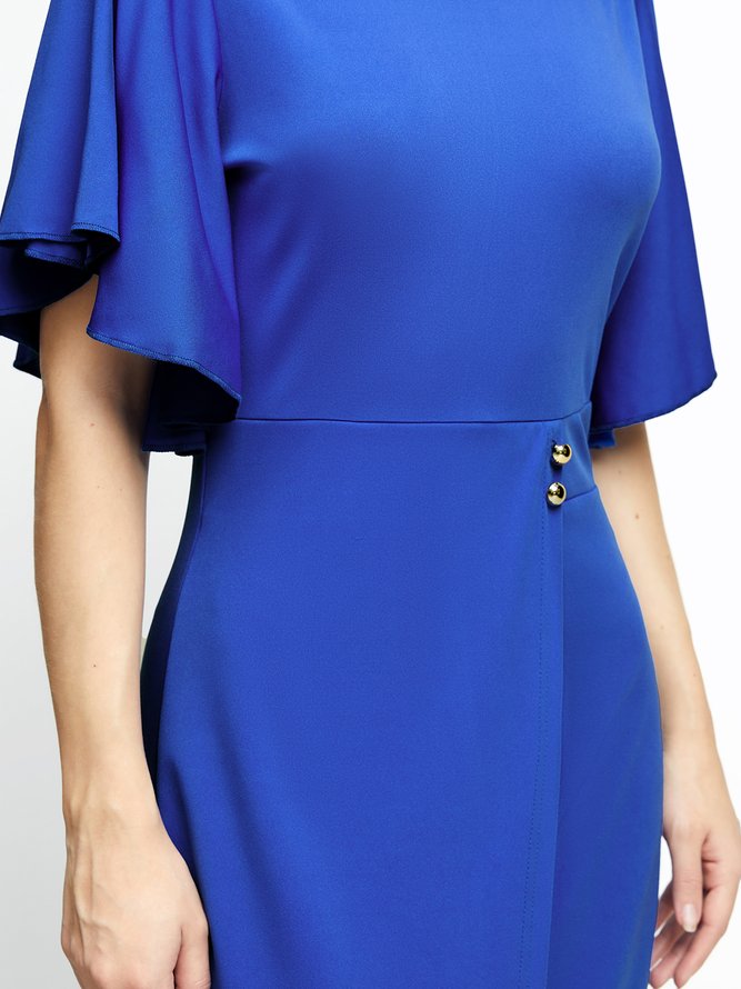 Jersey Ruffled Sleeves Elegant Dress With No