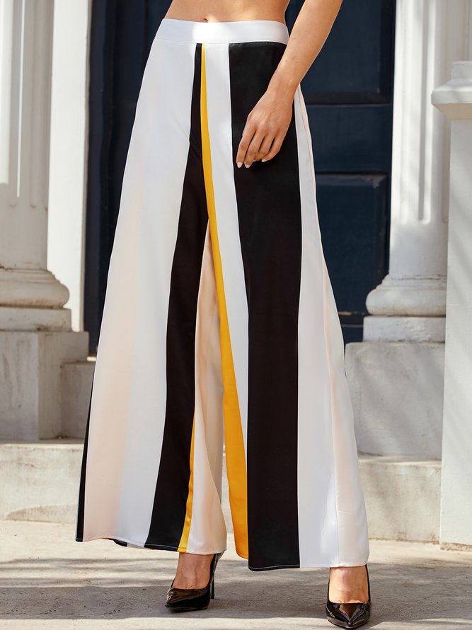 Color Block Elegant Regular Fit Fashion Pants