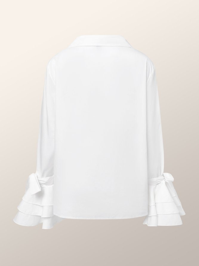 Long sleeve Elegant Regular Fit Shirt Collar Plain Blouse