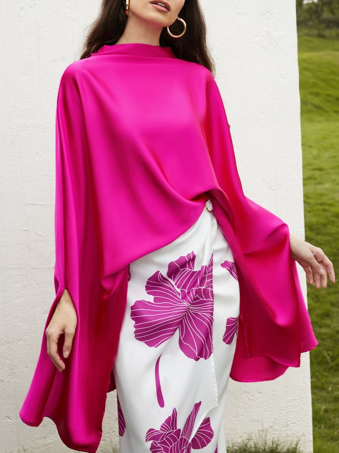 Loose Urban Others Three Quarter Mid-long Top