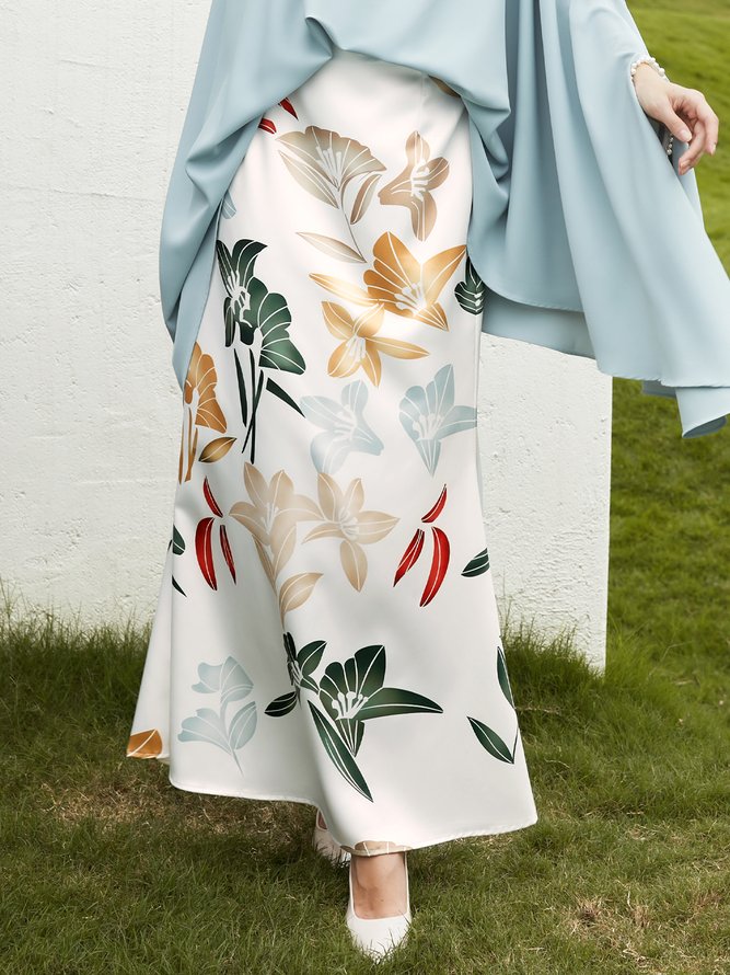 Elegant Regular Fit Floral Print  Skirt