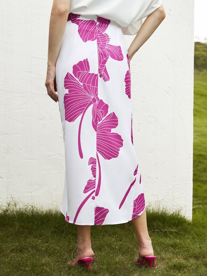 Regular Fit Urban Floral Midi Skirt