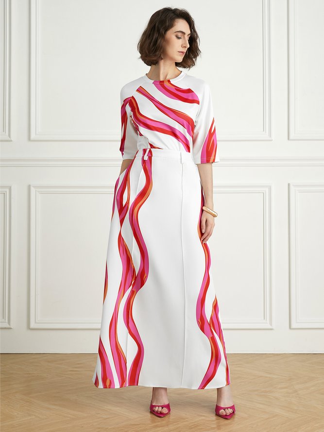 Regular Fit Urban Abstract Stripes Skirt