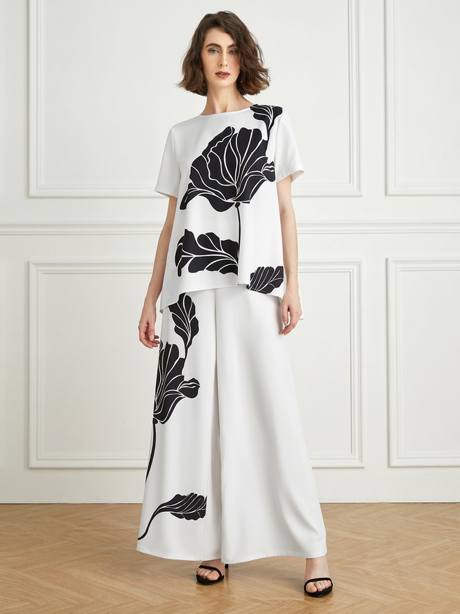 2023 Fashion week floral Elegant Fashion Wide Leg Pants